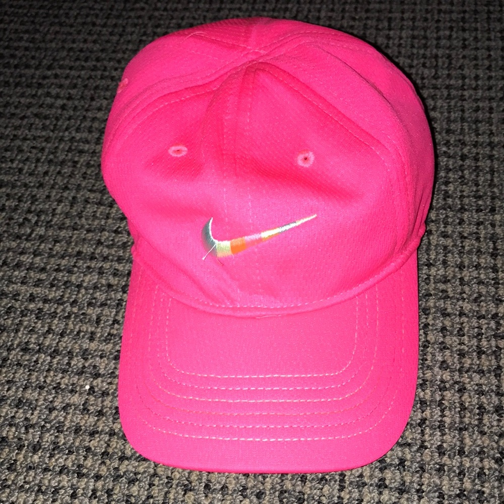 Nike Kids Hot Pink Cap with Multicolor Swoosh